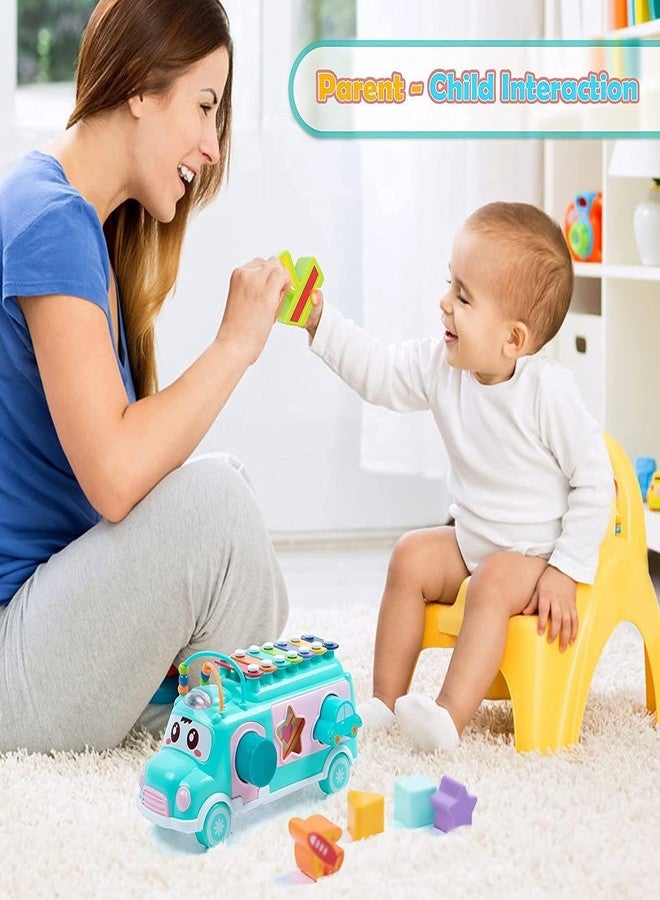 MAPA PLAY Musical School Bus Toy for Kids | 5-in-1 Learning Activity Game with Xylophone, Shape Sorter, Pull & Push, Abacus Beads | Educational Toy for Babies & Toddlers 12+ Months - Image 2